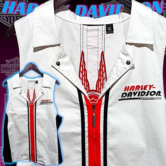 New Harley-Davidson S/L Woven Zip Up Vertical Stripe Vest | Women's 3W (Plus 3X) - Picture 3 of 16